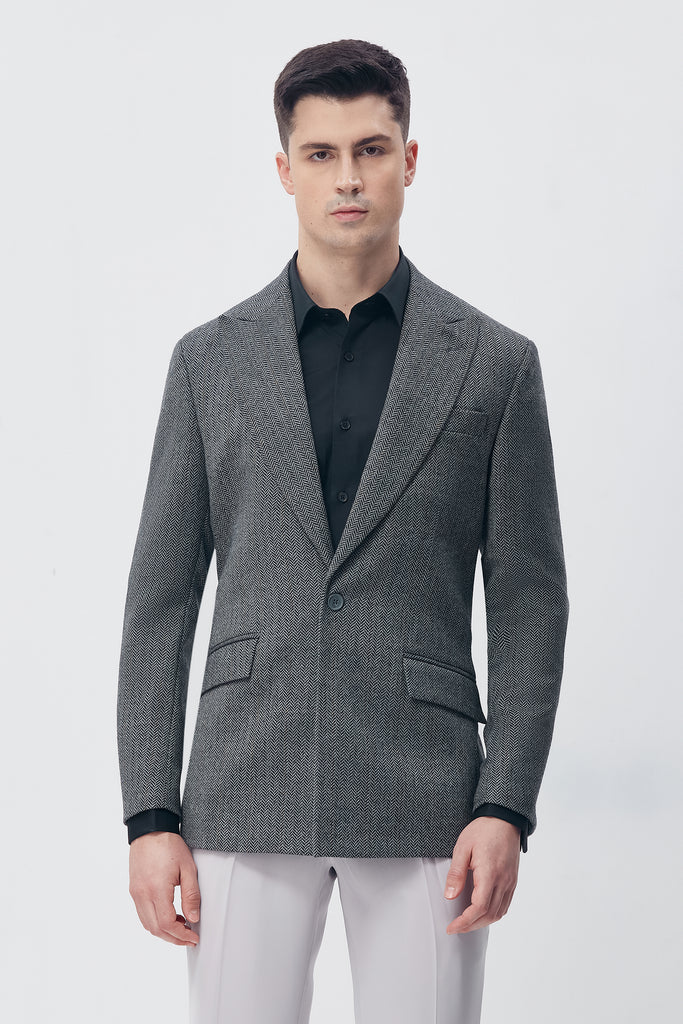 Modern Grey Textured Blazer
