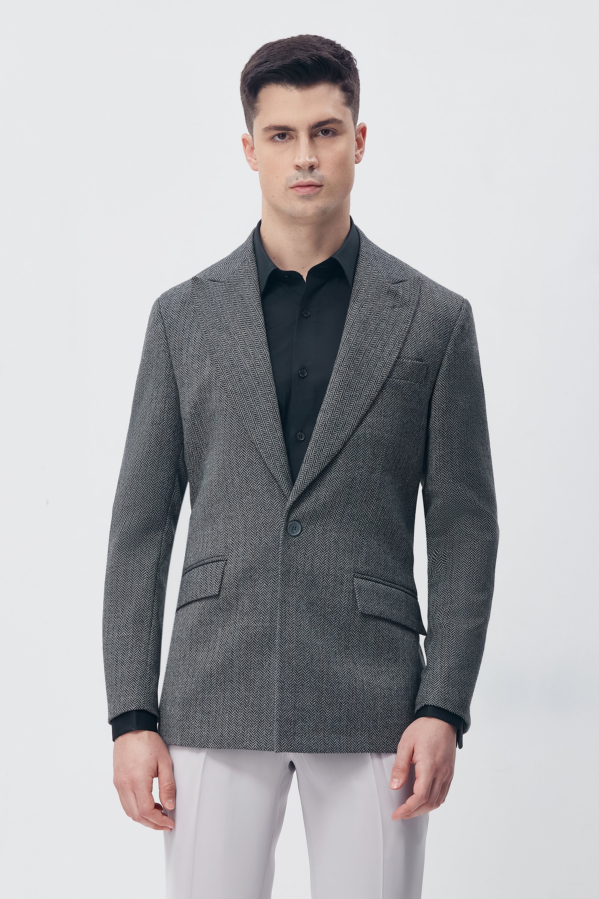 Modern Grey Textured Blazer
