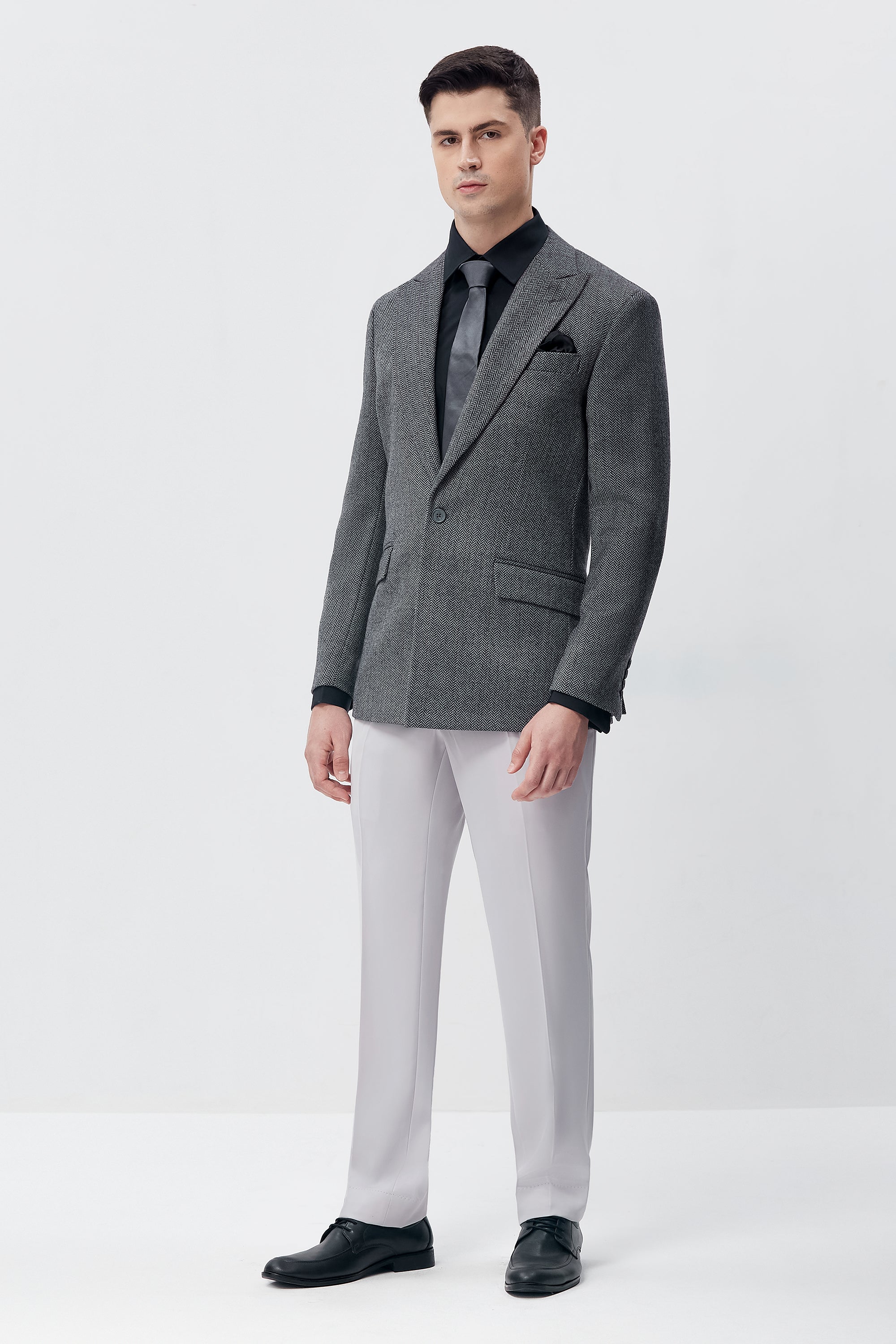 Modern Grey Textured Blazer