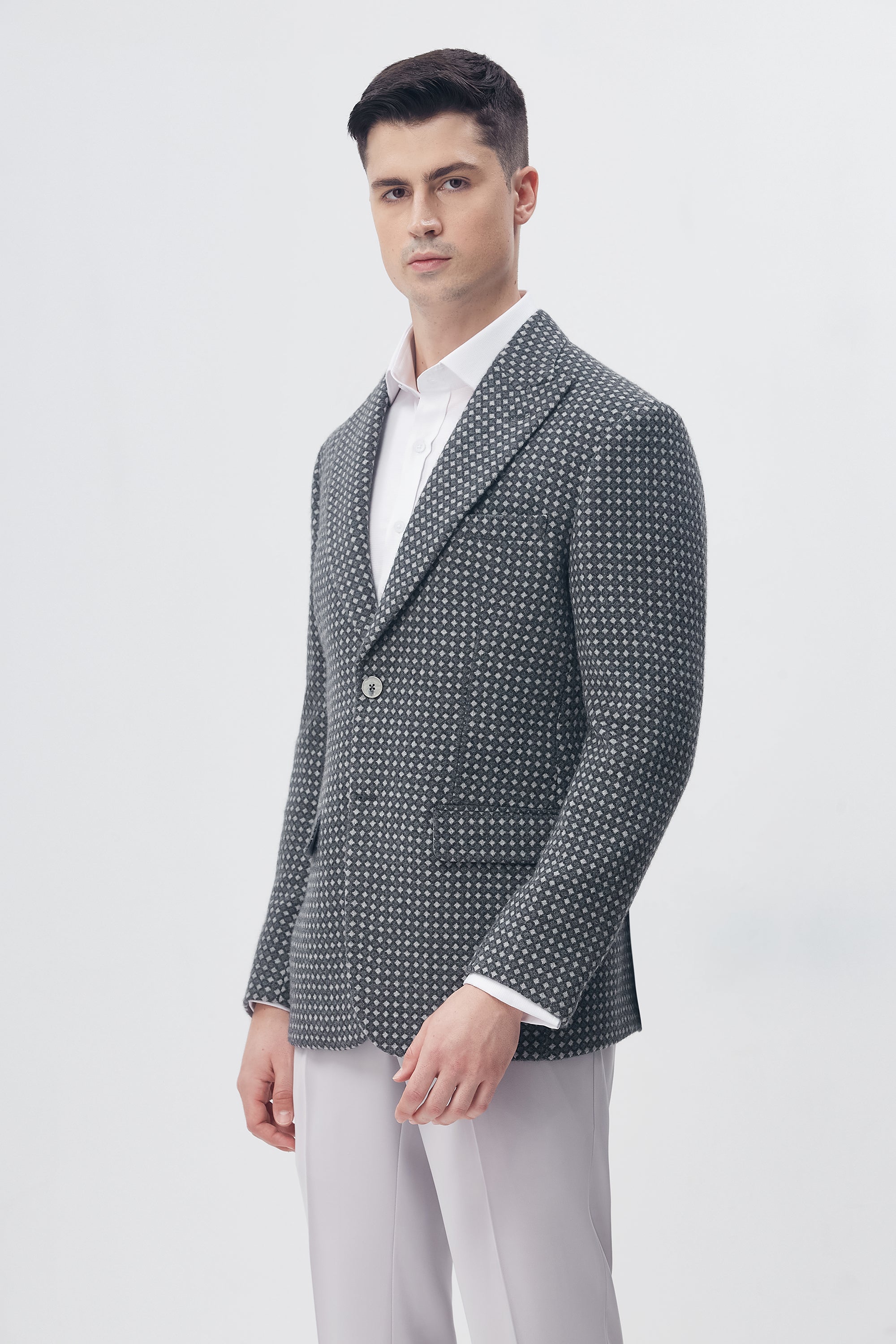 White Pin Dot Blazer