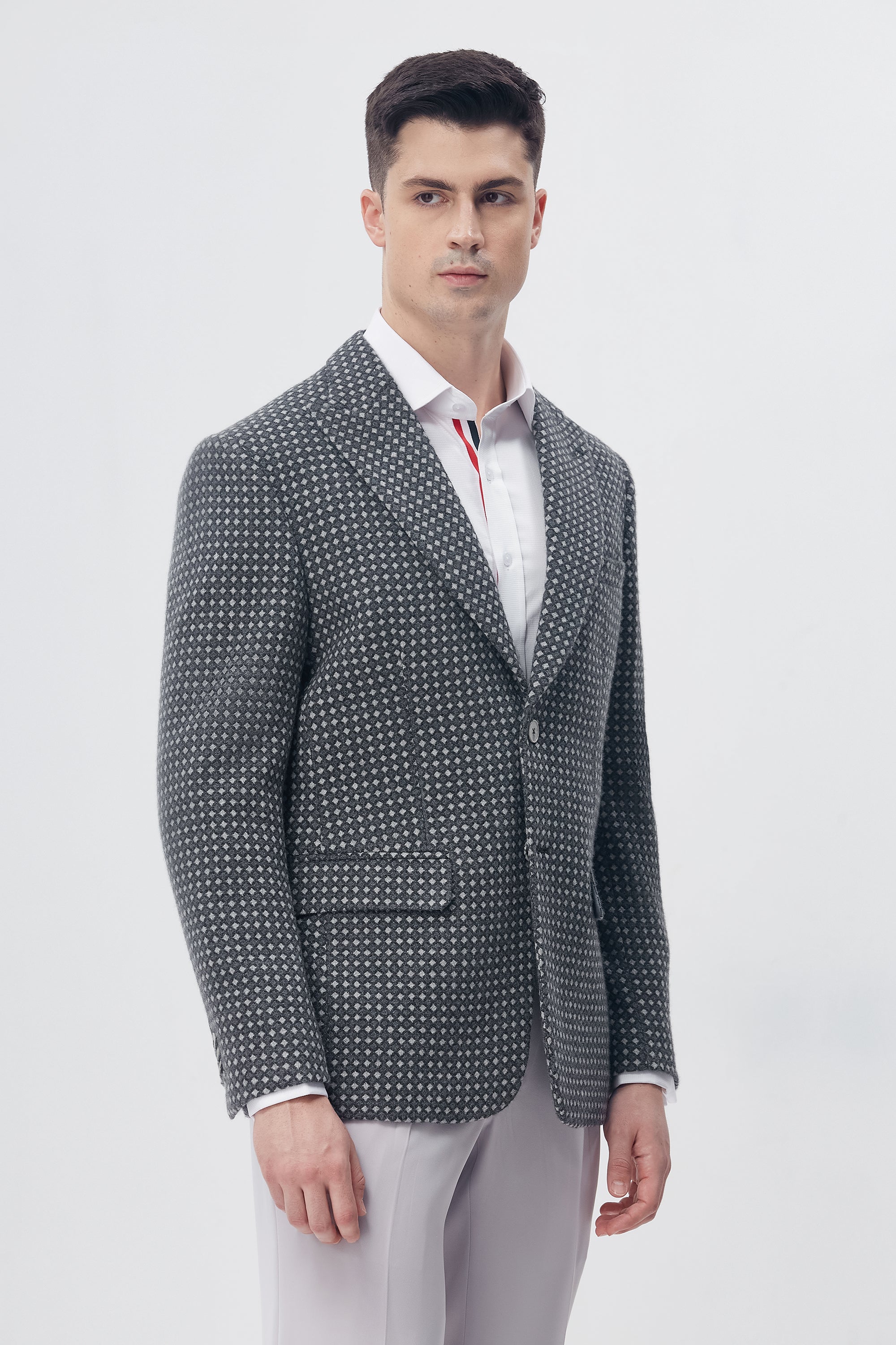 White Pin Dot Blazer