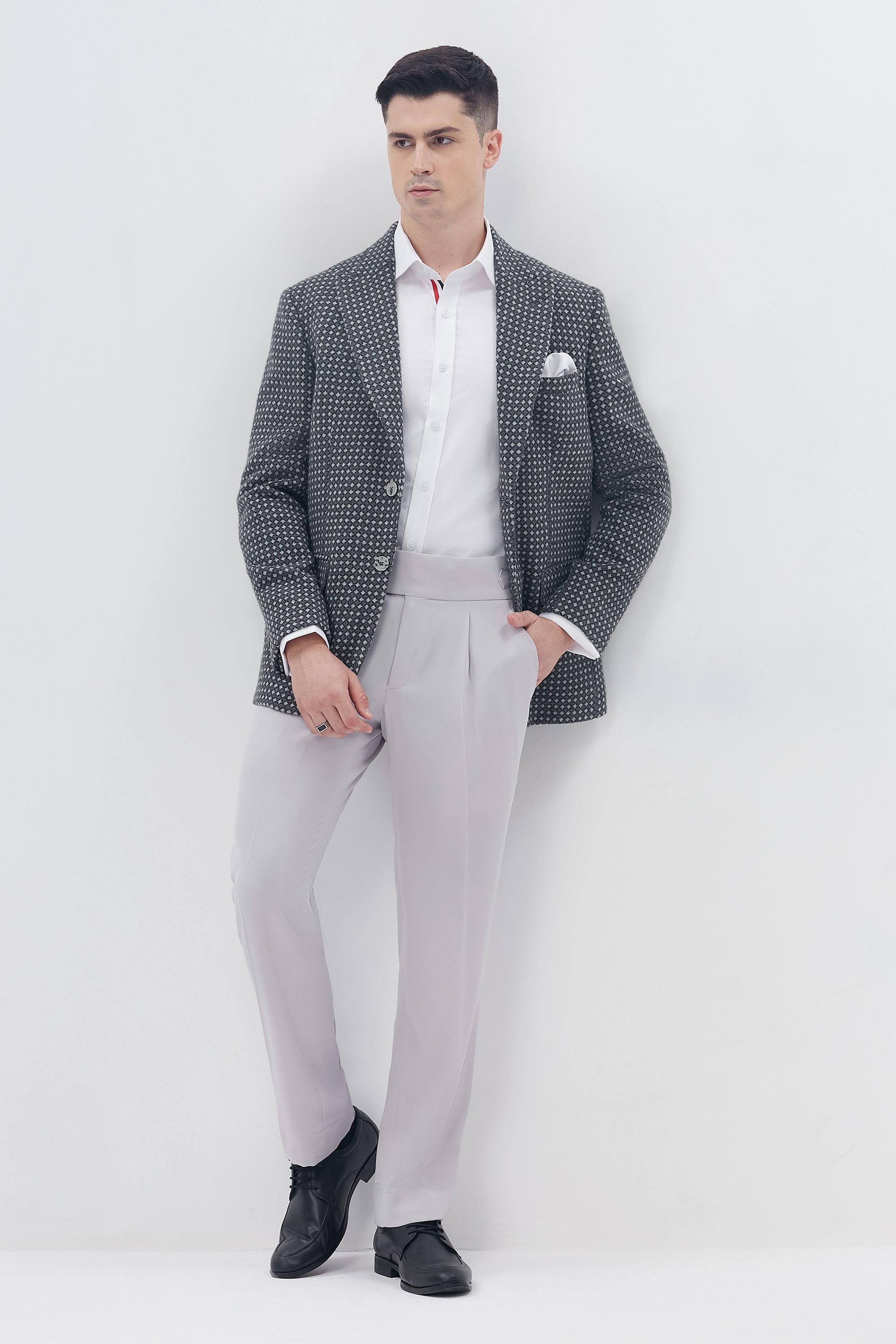 White Pin Dot Blazer