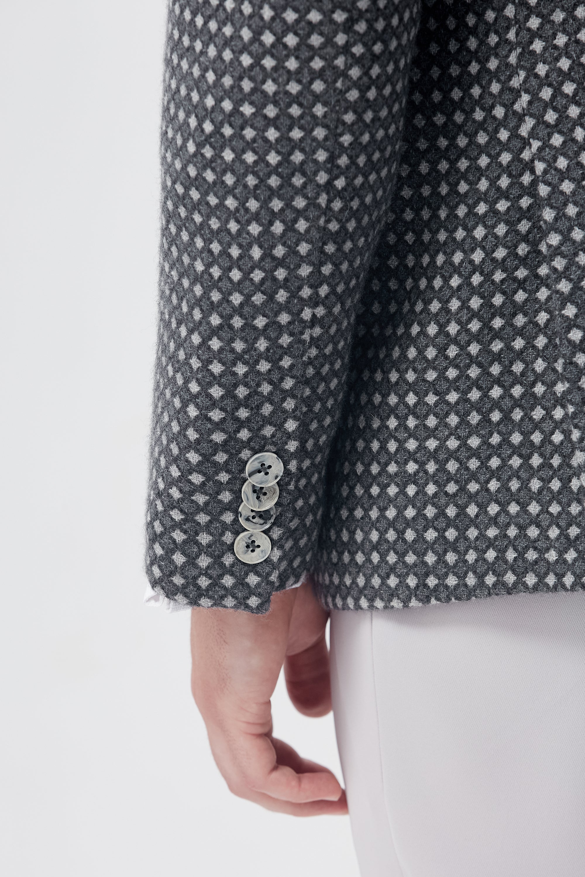 White Pin Dot Blazer