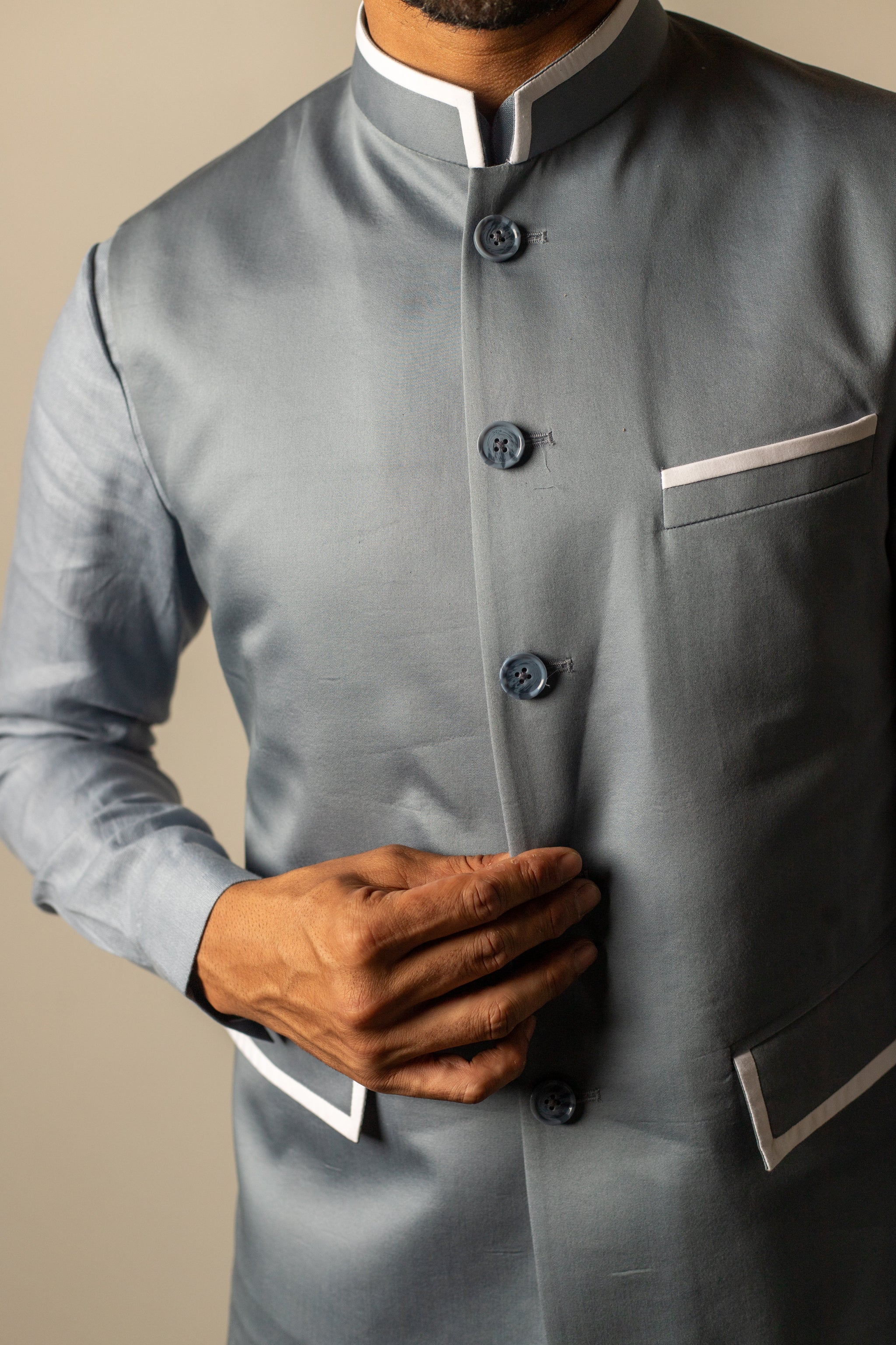 Nehru Collar Jacket DOVE GREY CLASSIC NEHRU JACKET – Minizmo