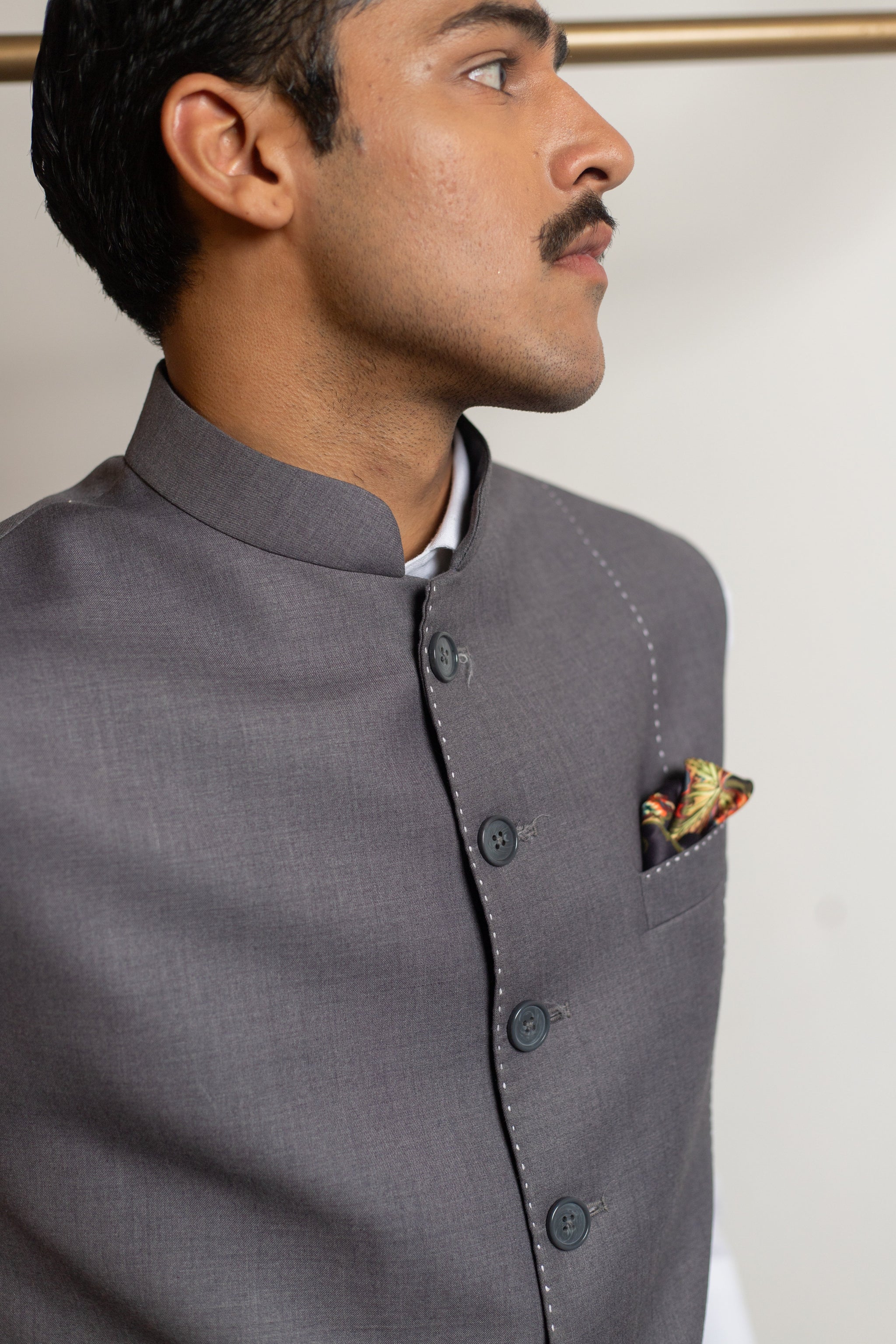 EDGE GREY NEHRU JACKET – Minizmo