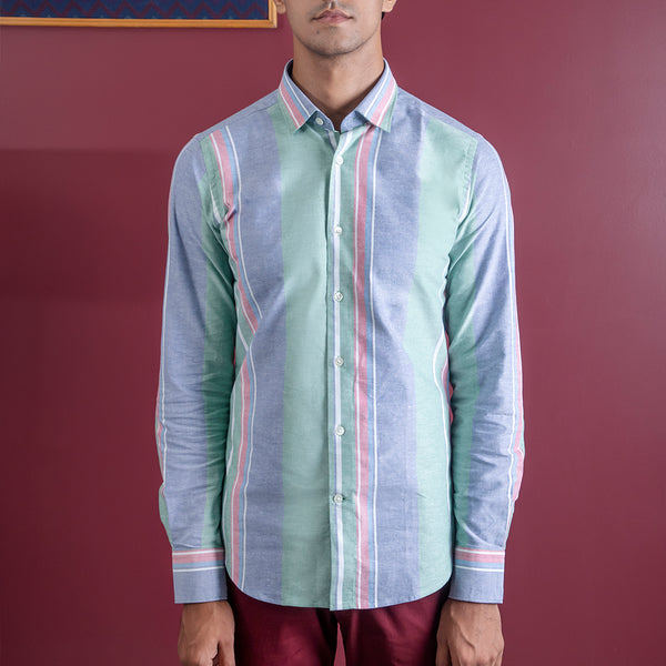 Multitrack Stripes Oxford Cotton Casual Shirt