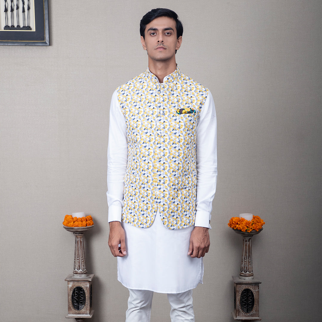 Suryaa Floral Print Nehru Jacket – Minizmo