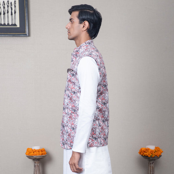Yug Abstract Print Nehru Jacket