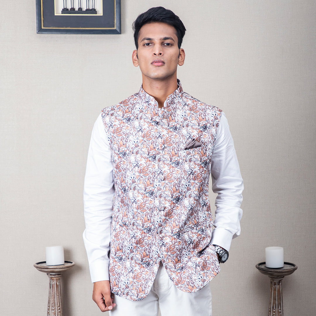 Itarsi Abstract Print Nehru Jacket – Minizmo