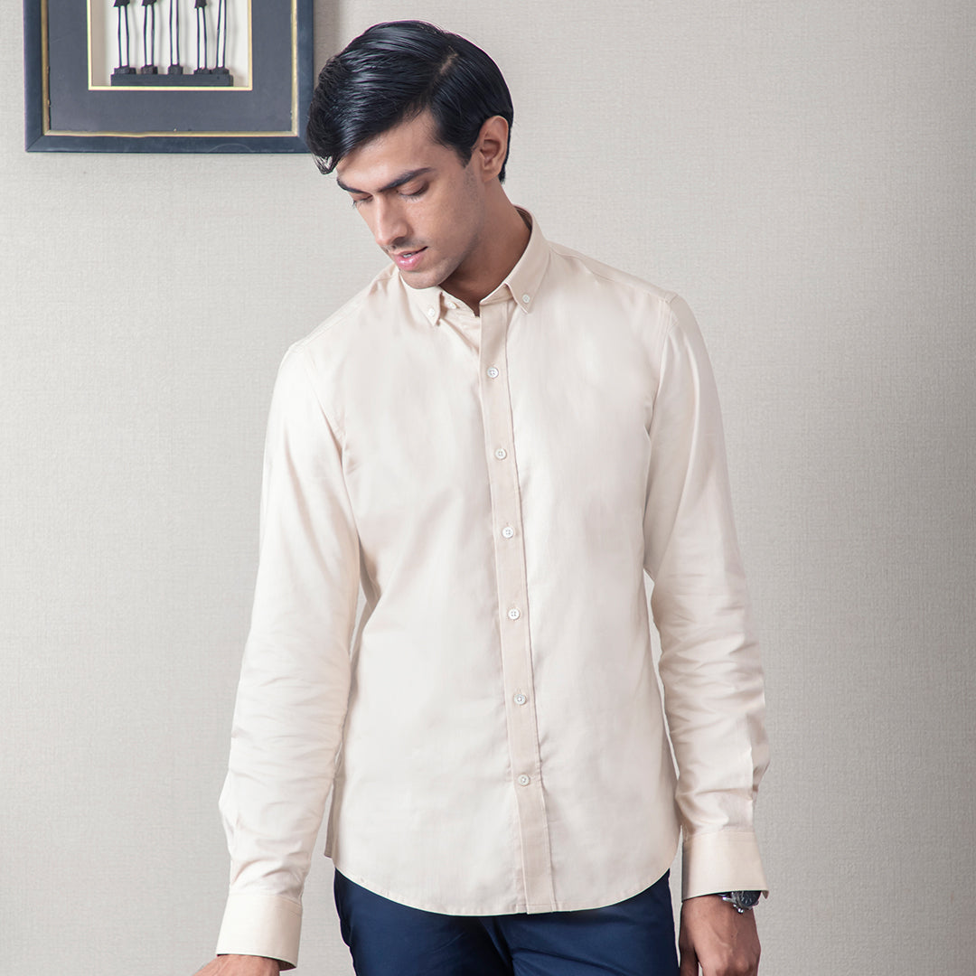 Soft Beige Oxford Cotton Shirt
