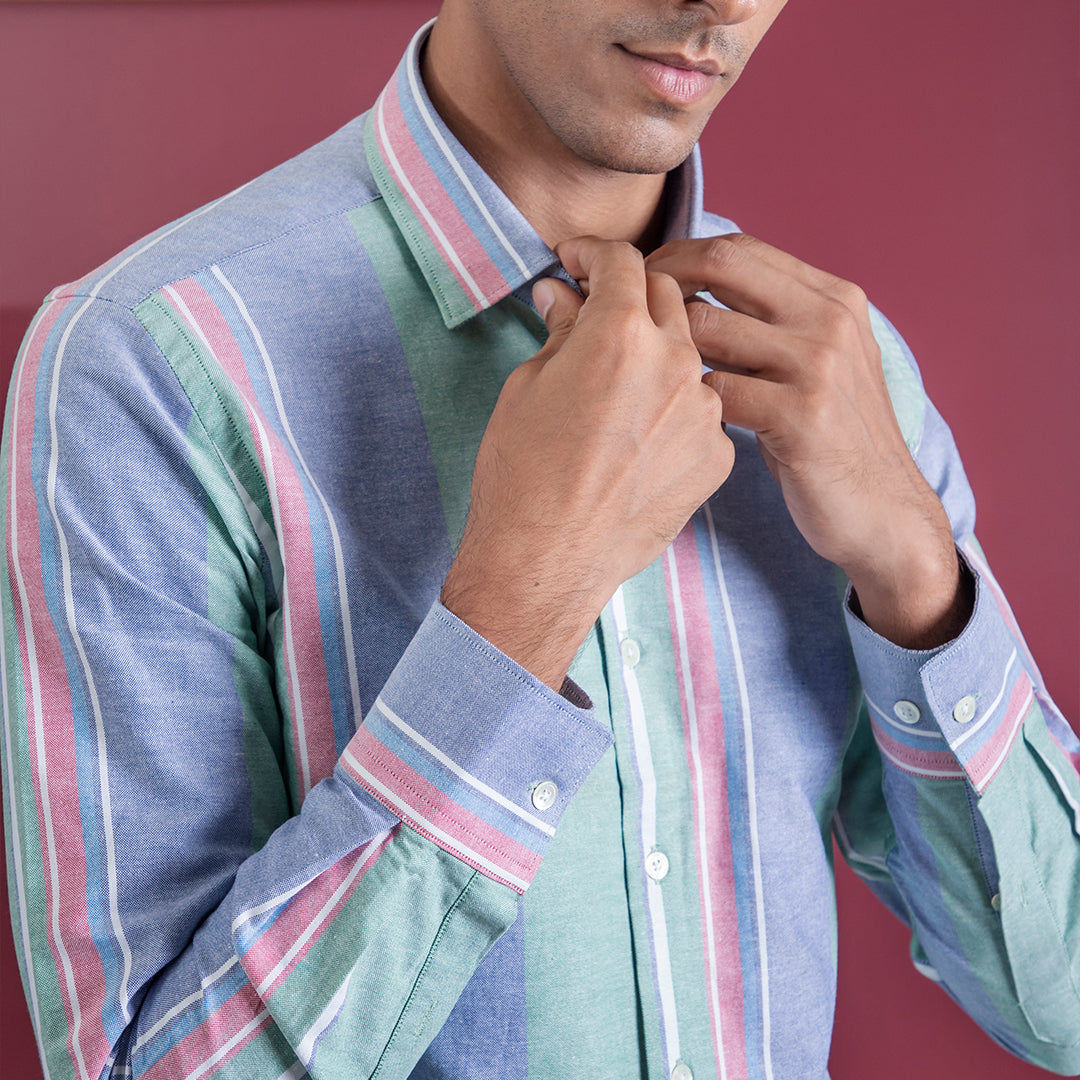 Multitrack Stripes Oxford Cotton Casual Shirt