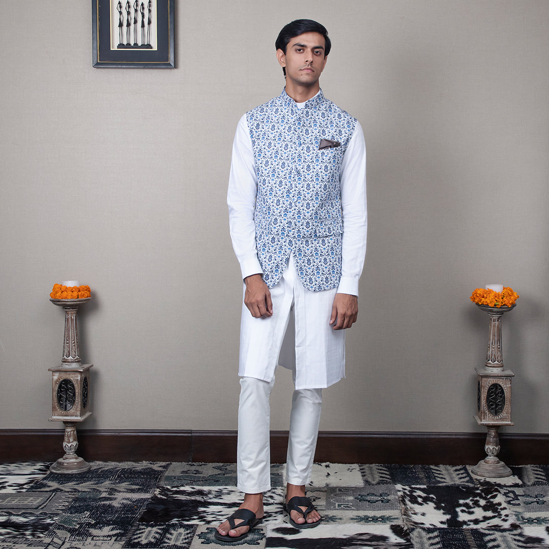 Omkar Printed Nehru Jacket – Minizmo