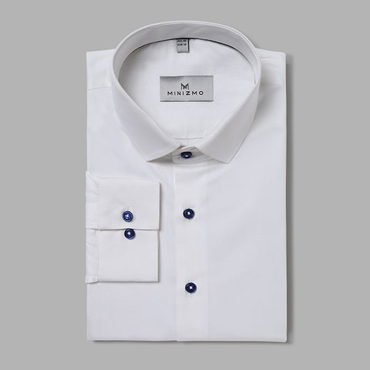 Paris White Formal Shirt with Black Buttons