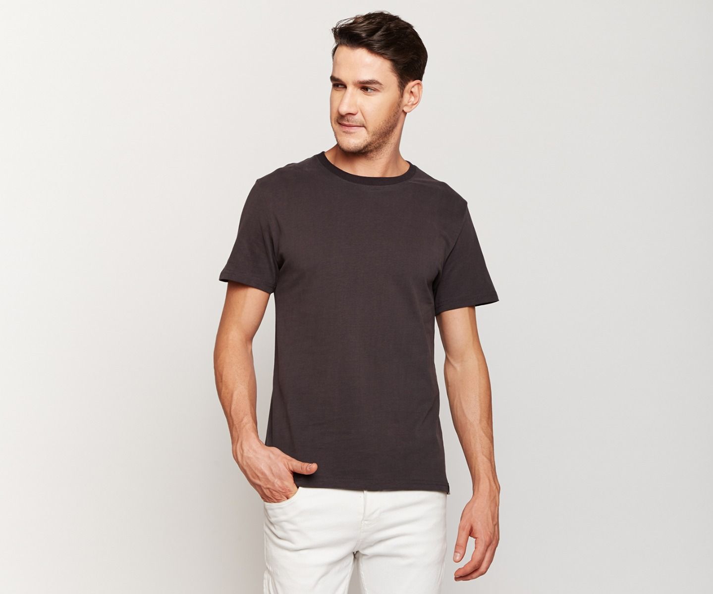 Washed Look Black Peach finish T-shirt