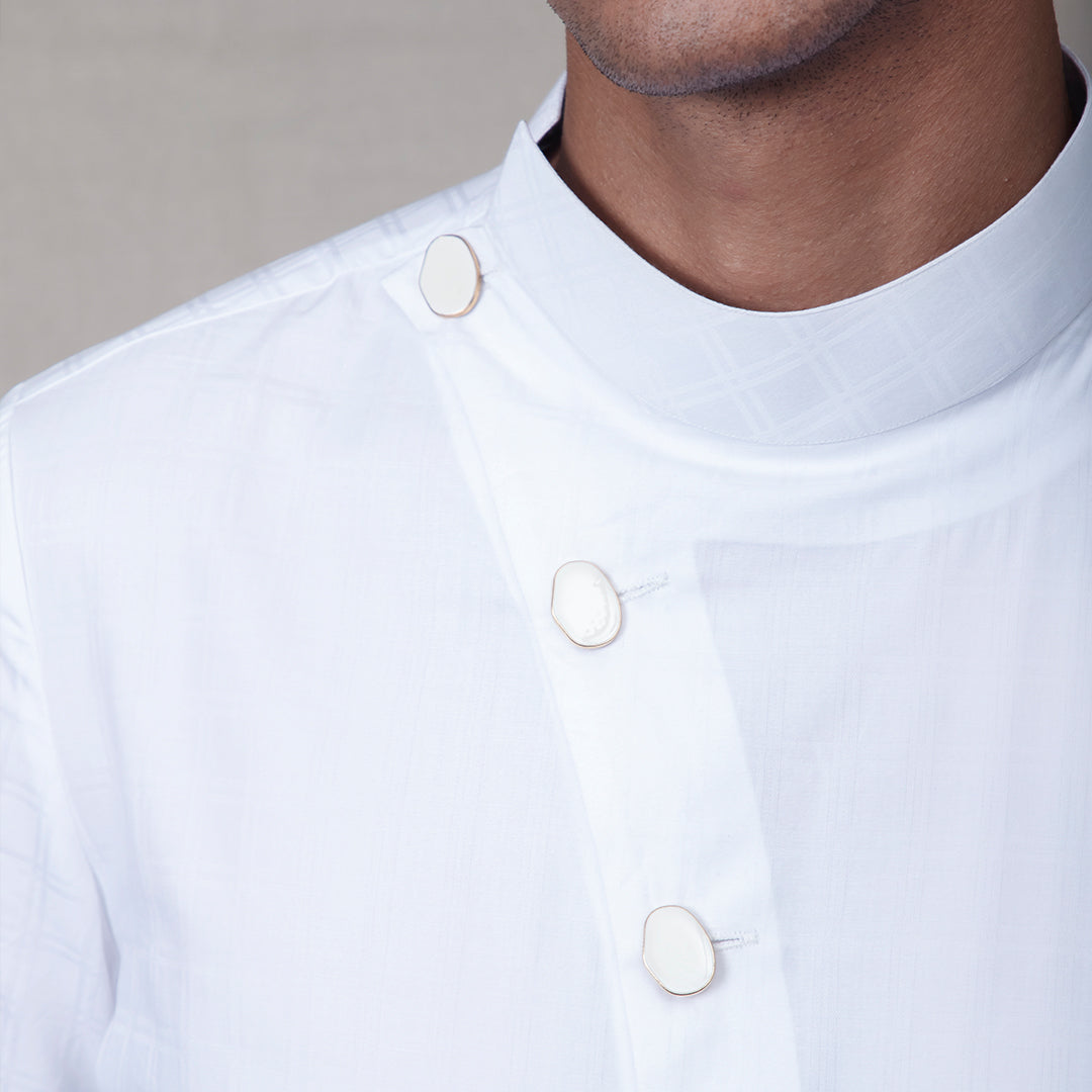 White Angrakha Cotton Kurta