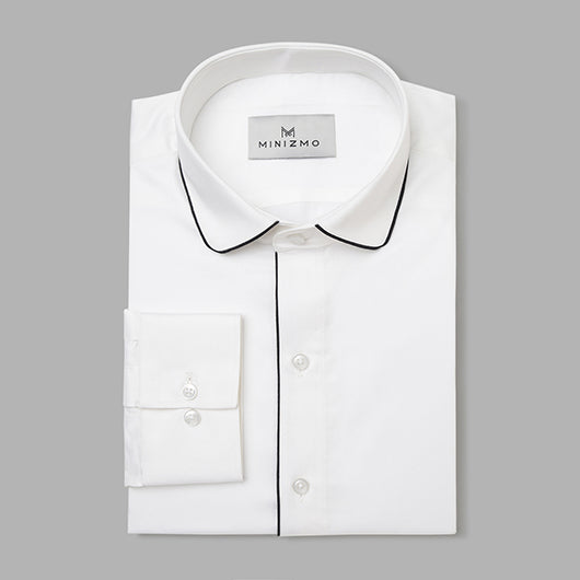 Logan White Cotton Shirt with Black Detailing
