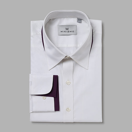 Tods White Dress Shirt with Purple Detailing