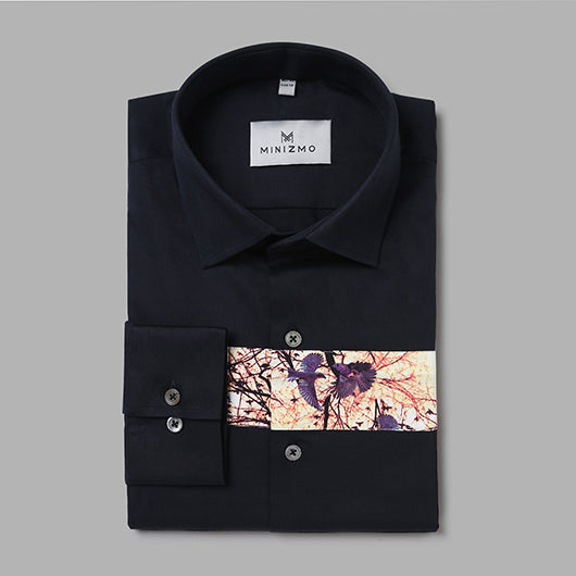 Lavo Mens Navy Blue Shirt with Partial Print