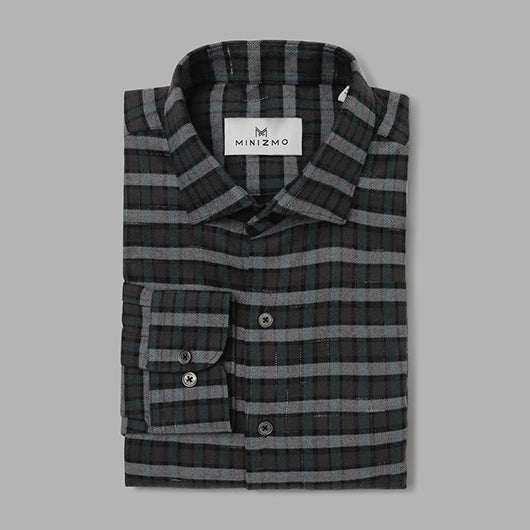 Pine Grey Brushed Cotton Check Shirt