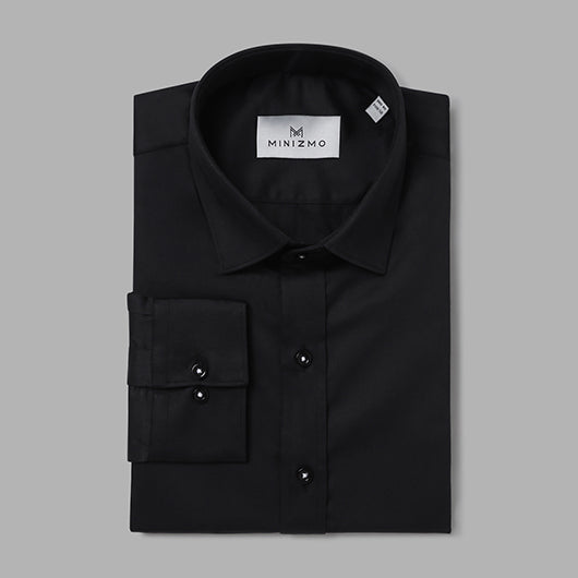 Atlanta Black Cotton Shirt with Sleeve Details