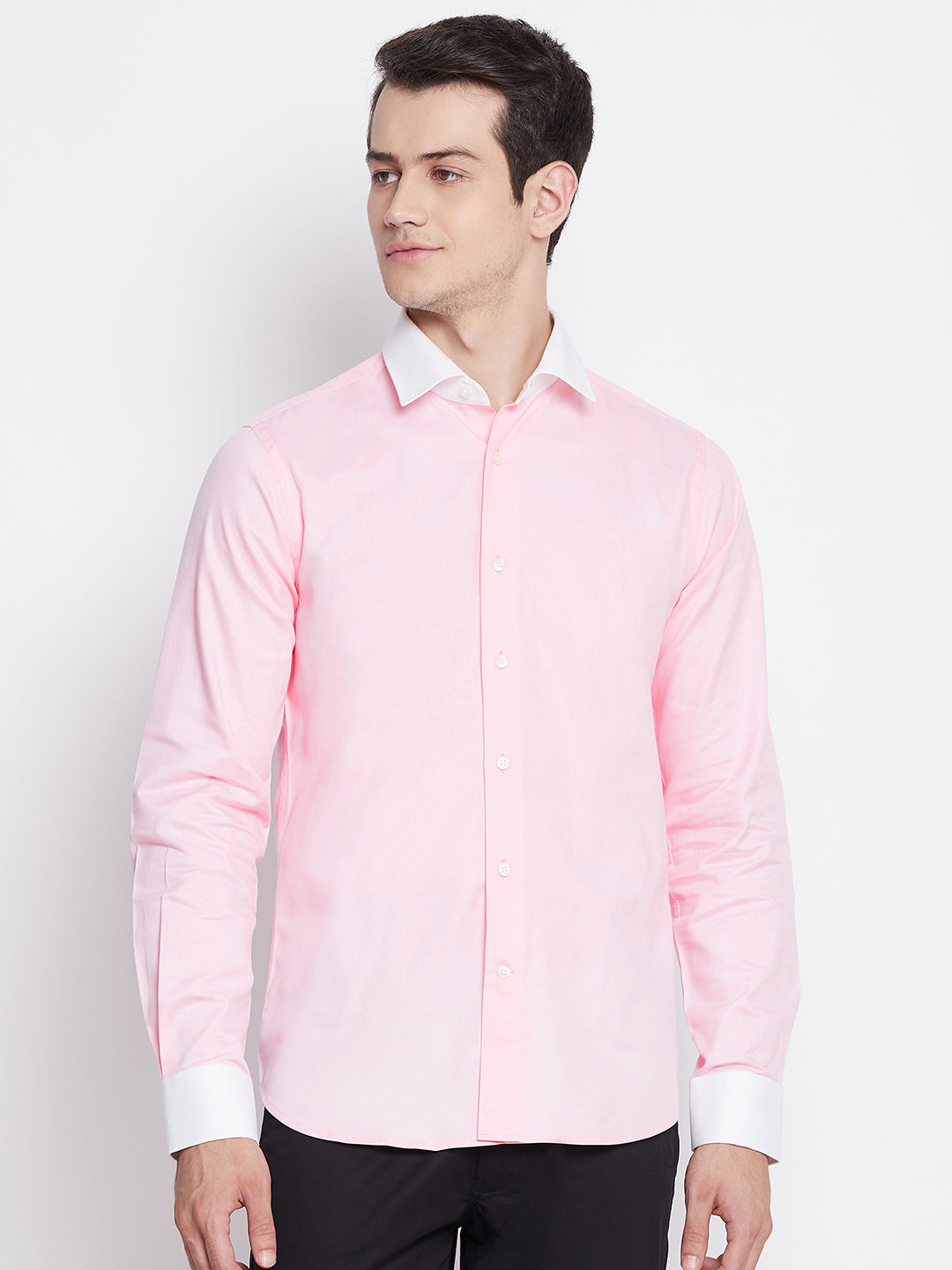 Baby Pink Cotton Twill Banker Shirt