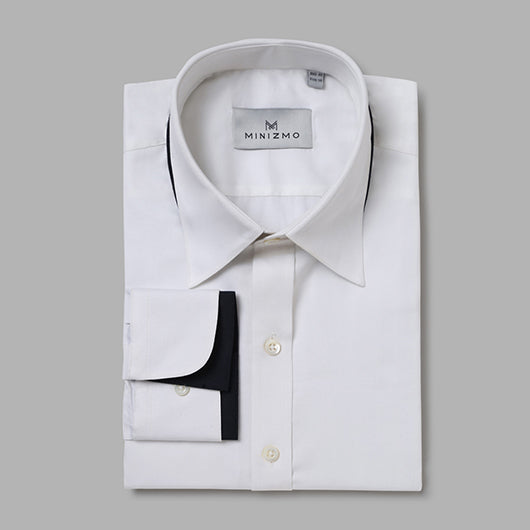 Hamilton White Dress Cotton Shirt with Black Detailing