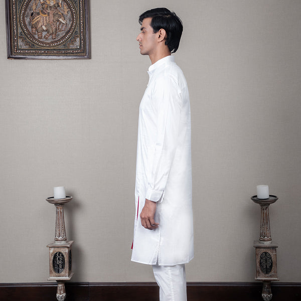 White Virgule Cotton Kurta