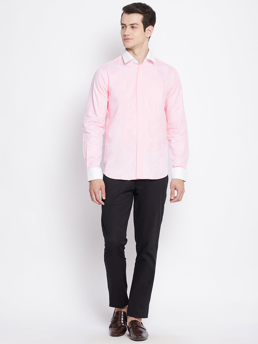 Baby Pink Cotton Twill Banker Shirt