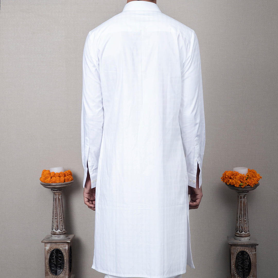 White Angrakha Cotton Kurta