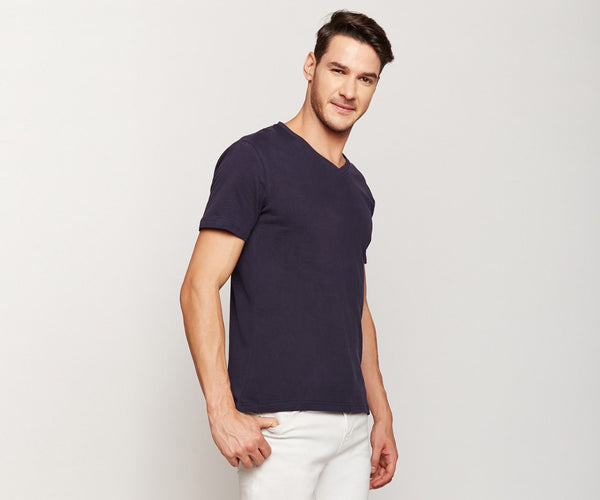 Navy Blue Peach Finish T-Shirt