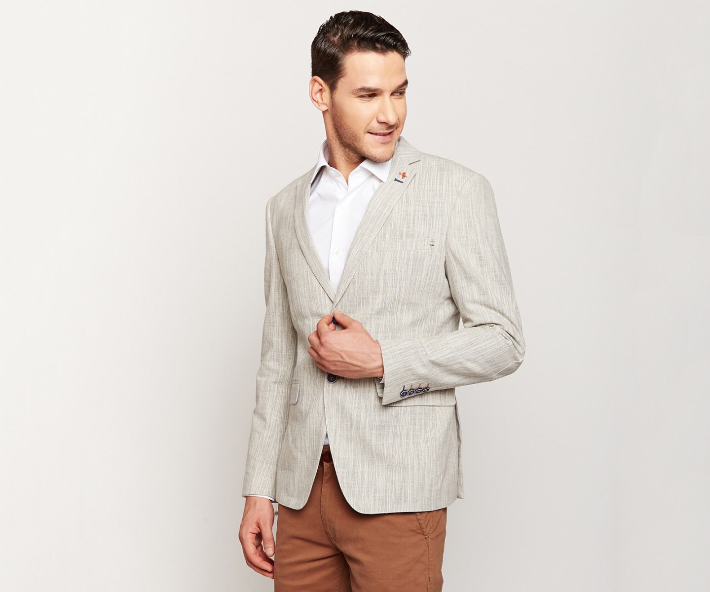 Two Toned Light Grey Linen Blazer