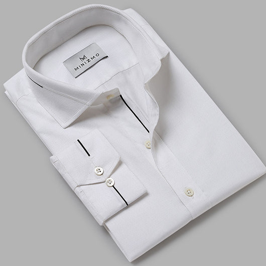 Floyd White Cotton Shirt with Black Detailing