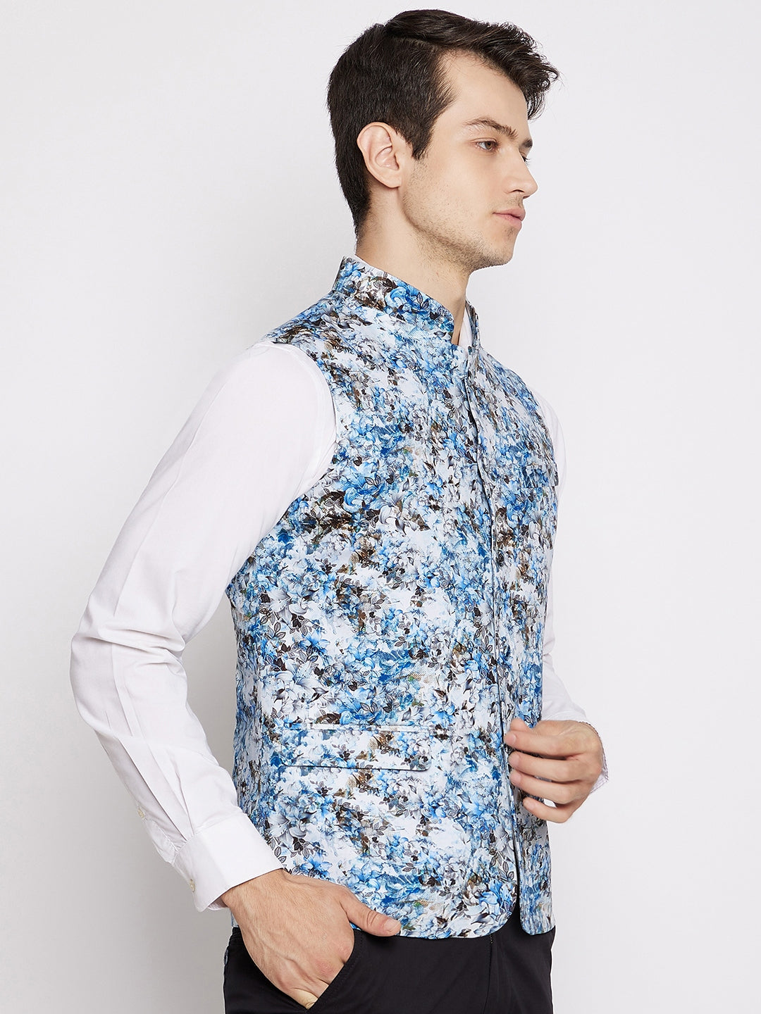 Insey Abstract Print Nehru Jacket