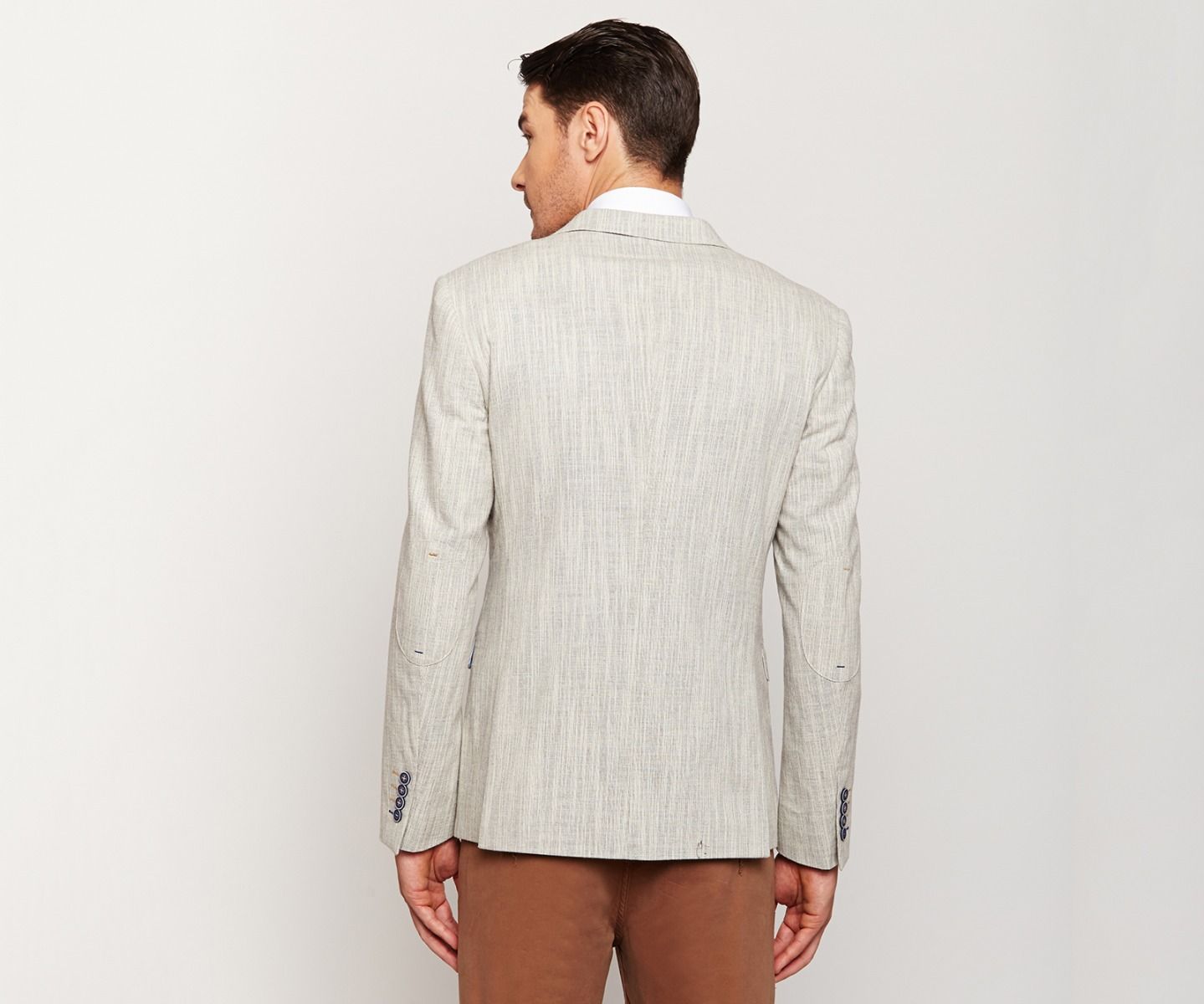 Two Toned Light Grey Linen Blazer