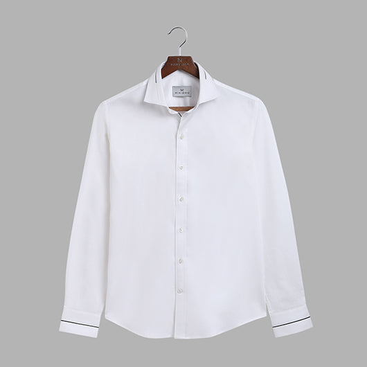 Floyd White Cotton Shirt With Black Detailing