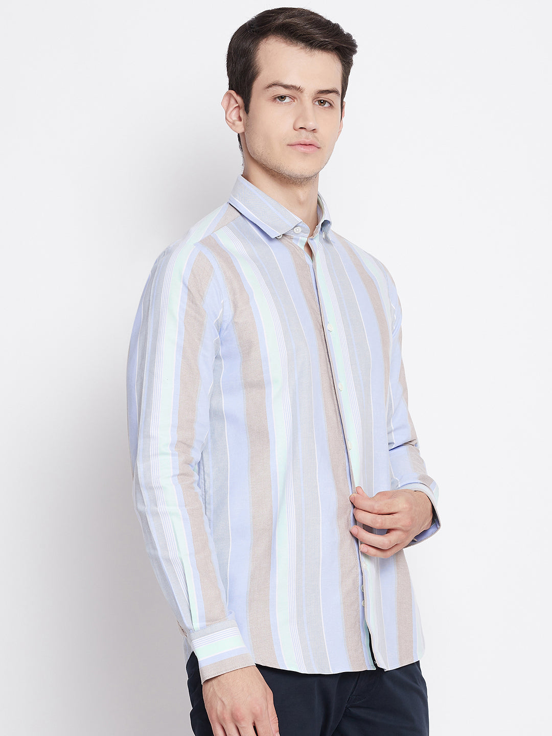 Multitrack Stripes Oxford Cotton Casual Shirt