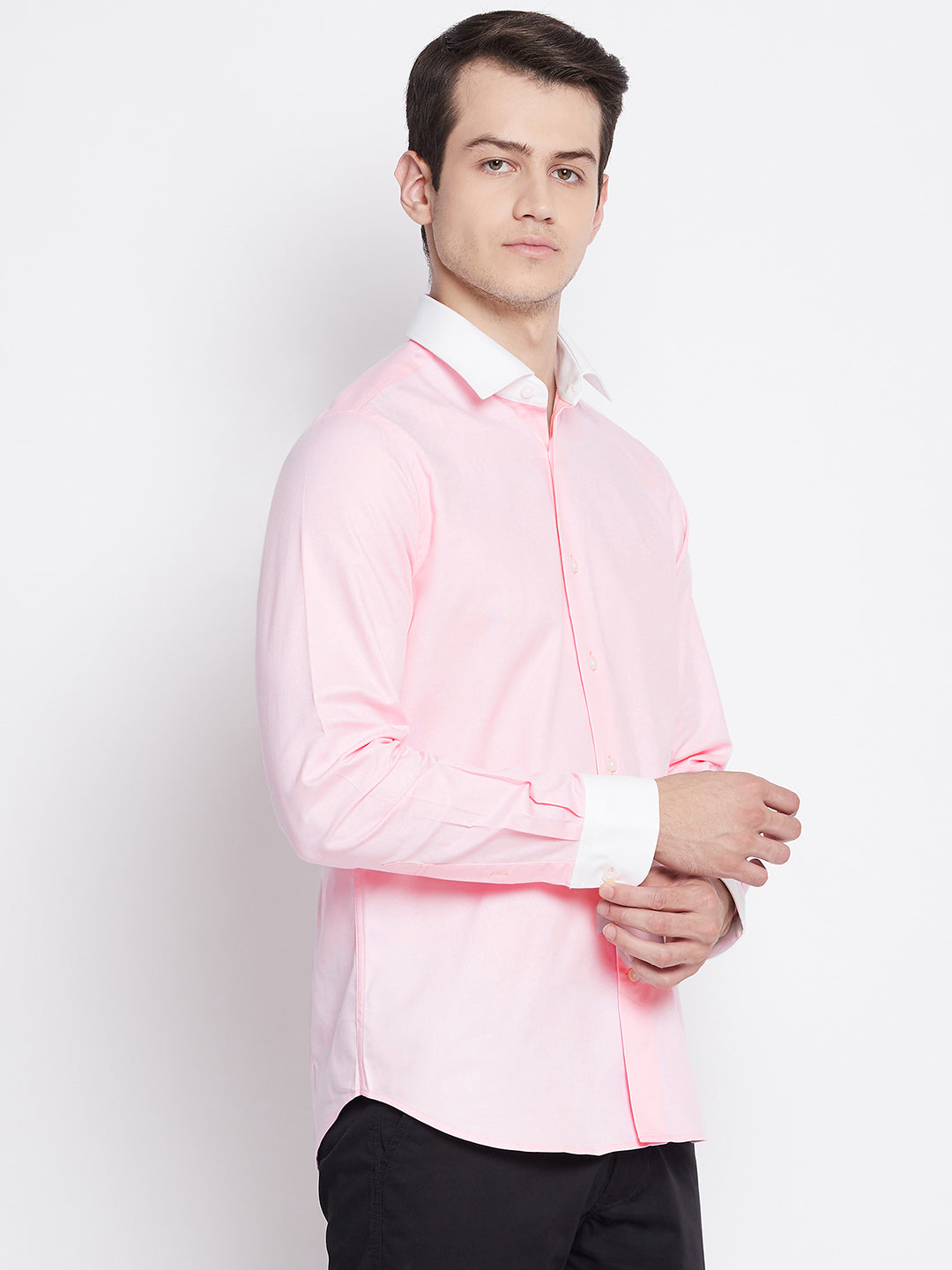 Baby Pink Cotton Twill Banker Shirt