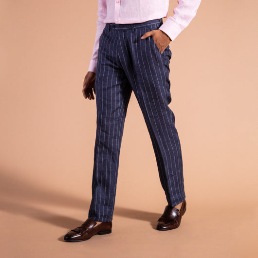 Buy Jainish Men's Blue Cotton Striped Formal Trousers ( FGP 255Royal-Blue )  Online at Best Price | Distacart