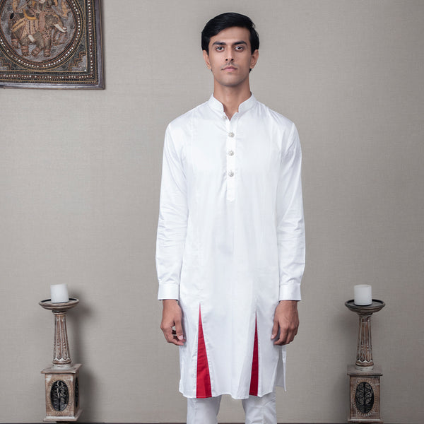 White Virgule Cotton Kurta