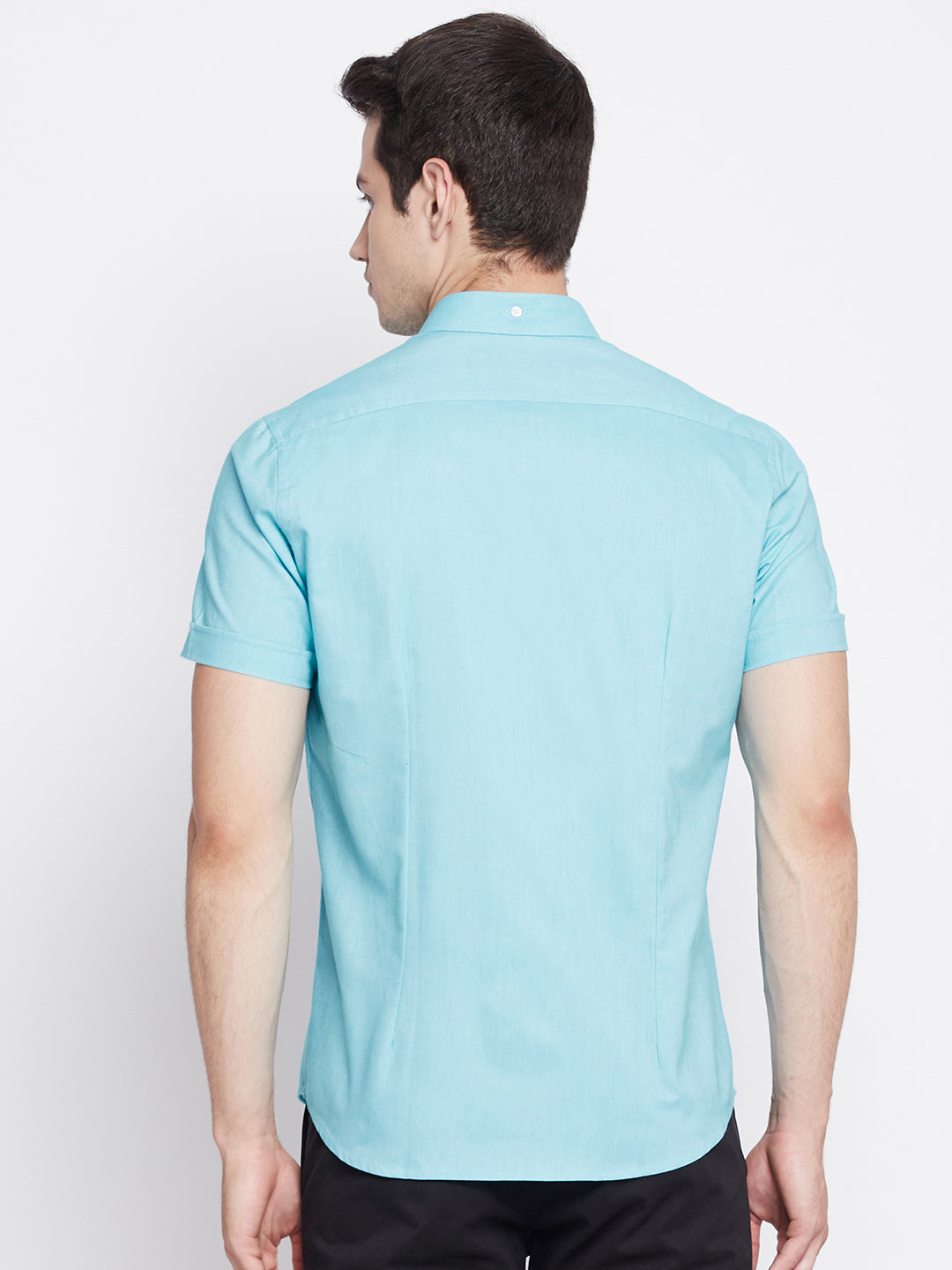 Turquoise Blue Oxford Cotton Half Sleeve Shirt