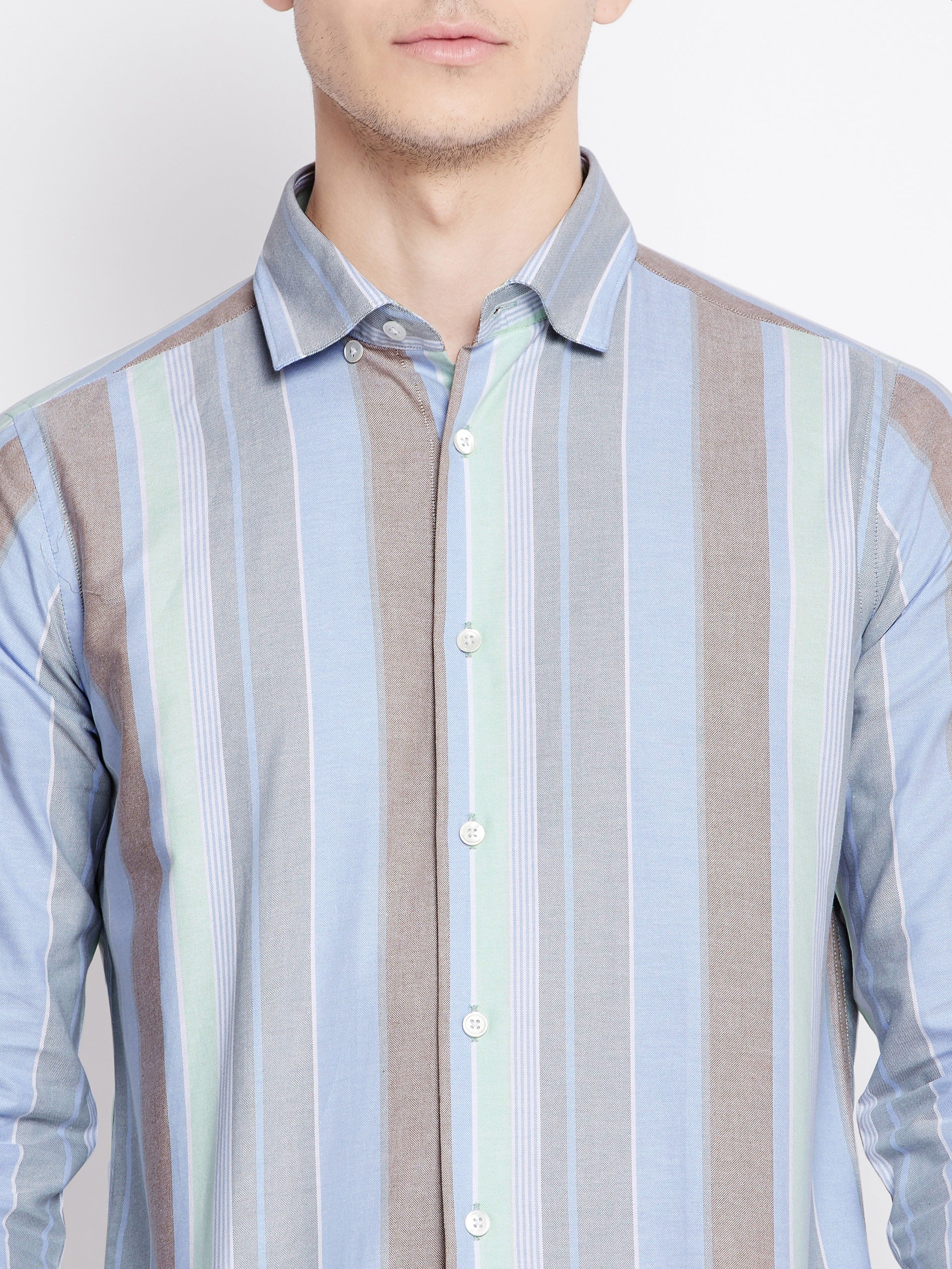 Multitrack Stripes Oxford Cotton Casual Shirt