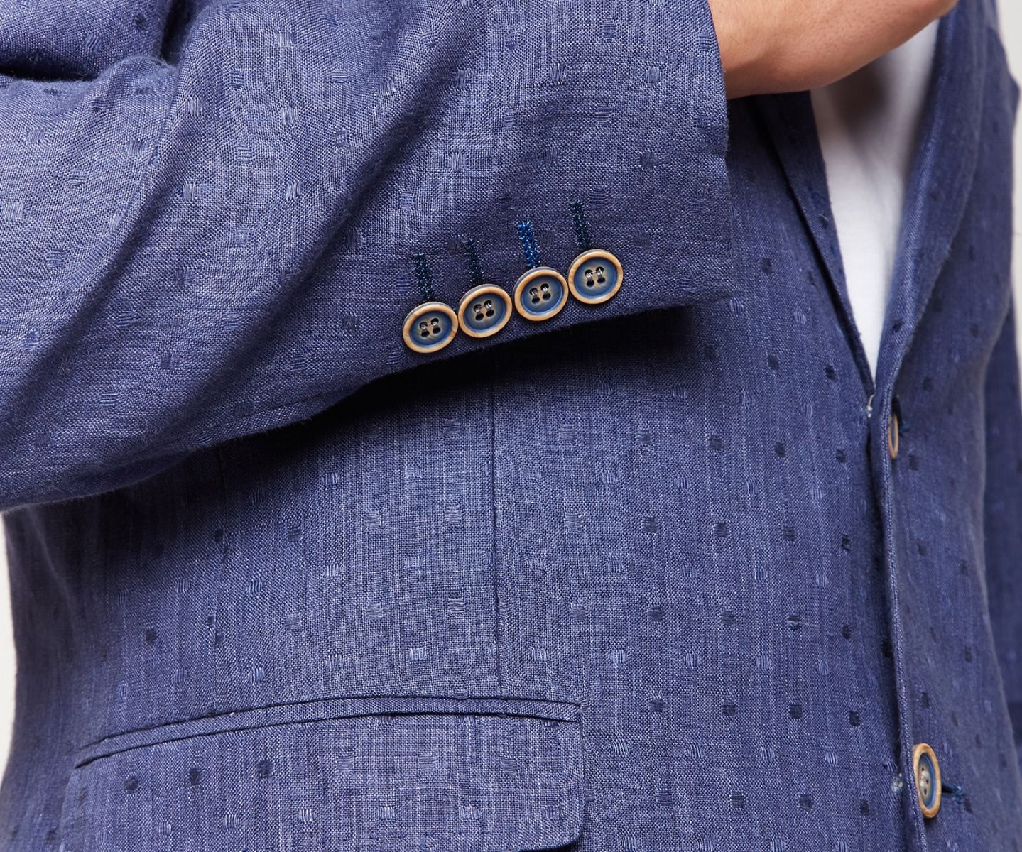 Royal Blue Textured Linen Blazer