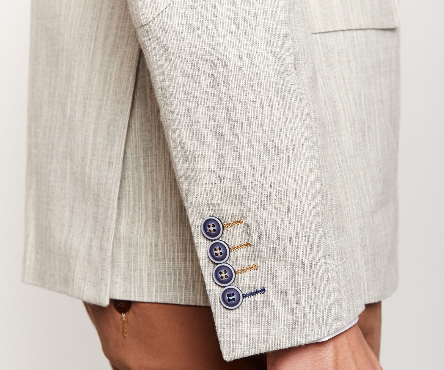 Two Toned Light Grey Linen Blazer