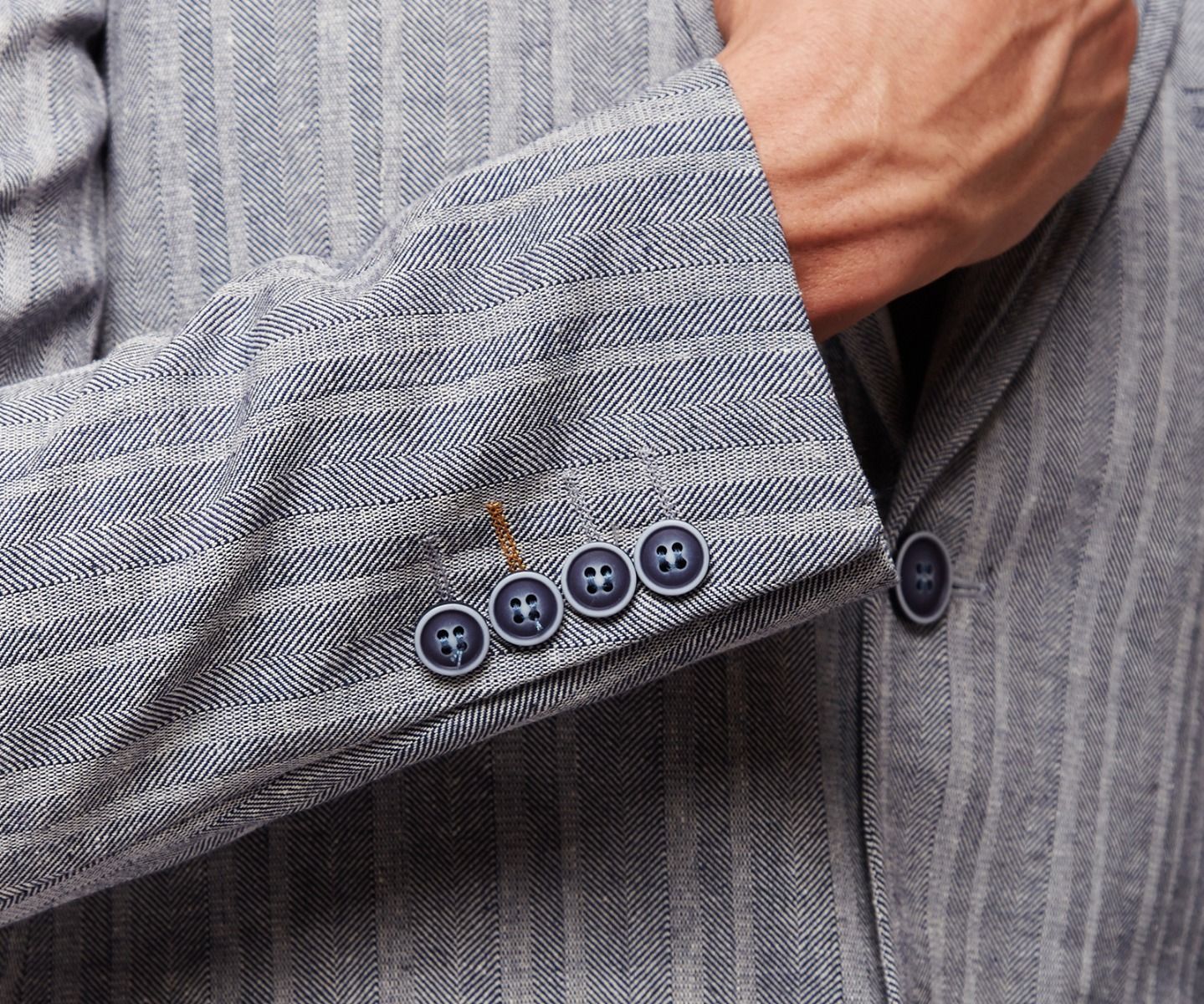 Grey Double Stripes Linen Blazer