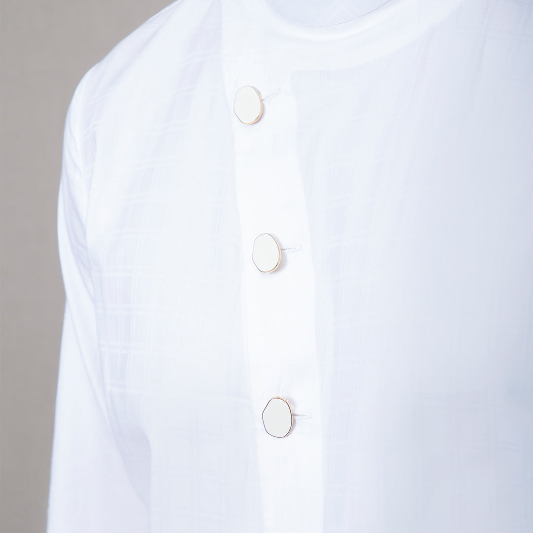 White Angrakha Cotton Kurta