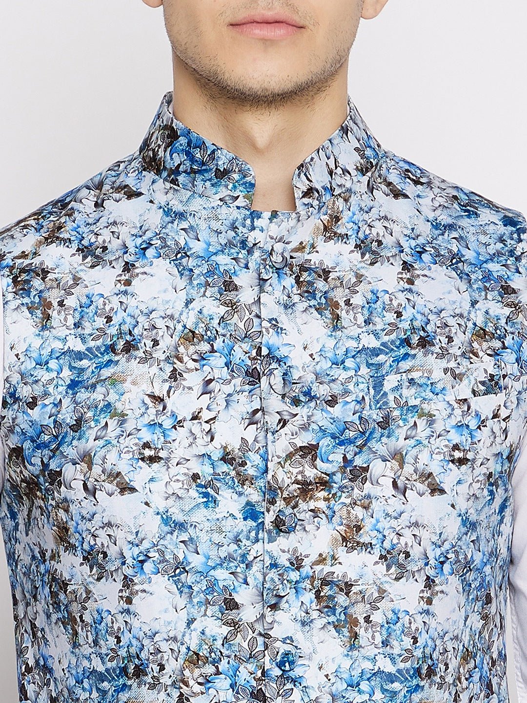 Insey Abstract Print Nehru Jacket