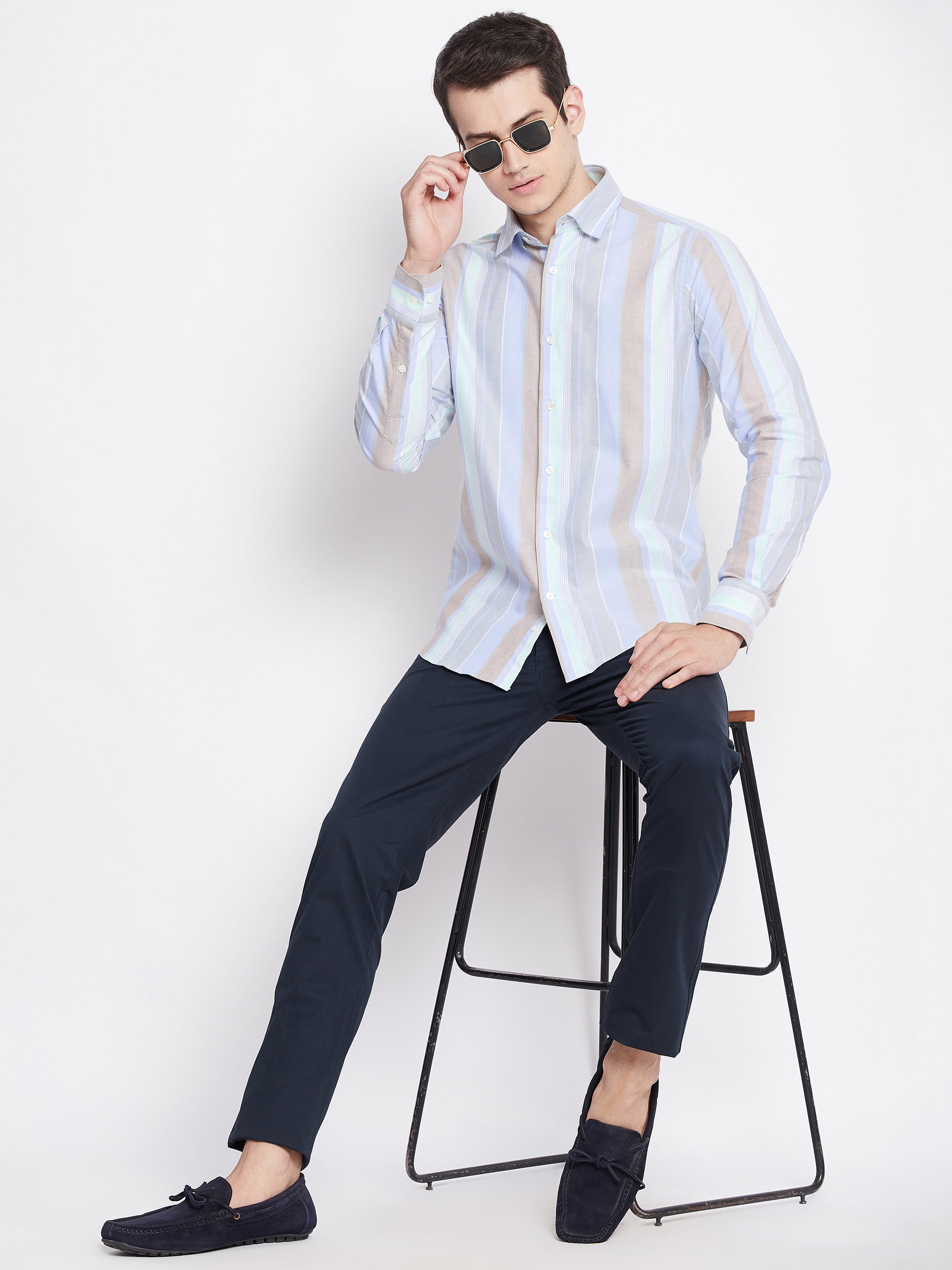 Multitrack Stripes Oxford Cotton Casual Shirt