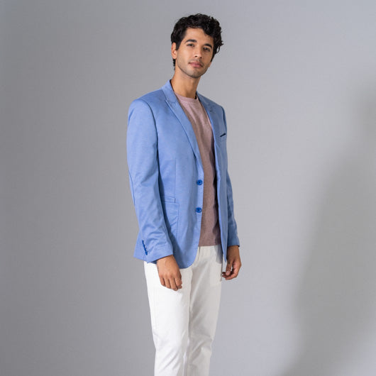 Tropical Waters Light Blue Linen Blazer