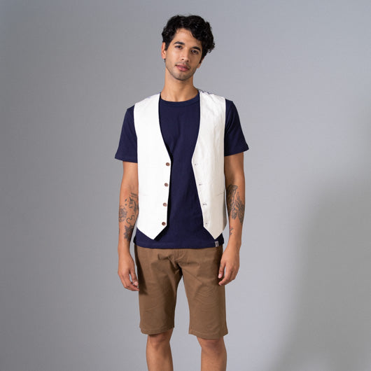 Ice Breaker White Linen Waistcoat