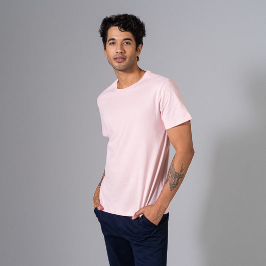 Shrimp Cocktail Pastel Pink Round Neck T-shirt